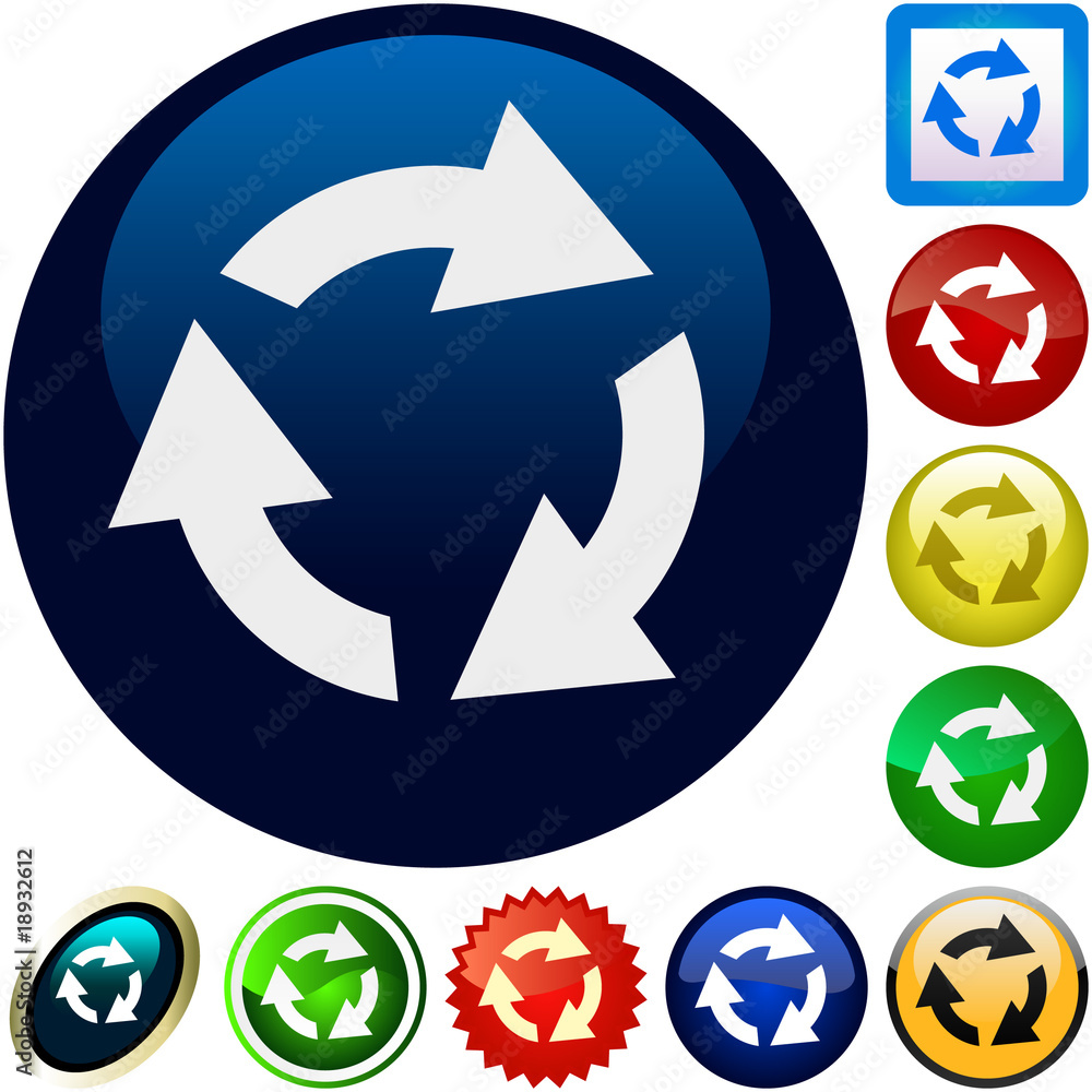 Recycle symbol button. Vector set. Recycle symbol button. Vector set.