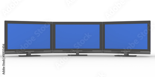 Three TV on white backgroun...