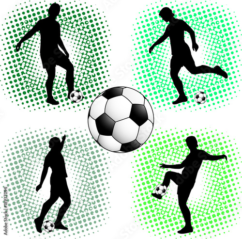 soccer players silhouettes - vector