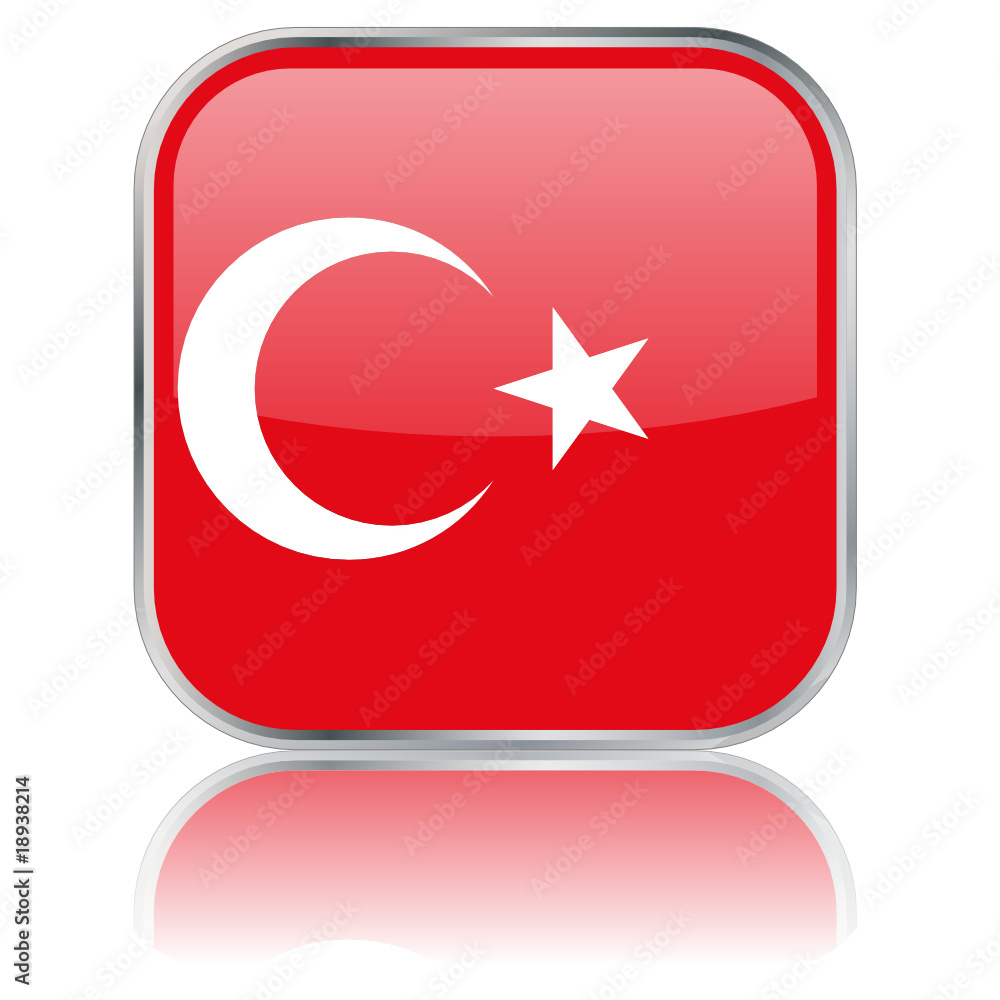 Turkish Square Flag Button (Turkey - Vector - Reflection) Turkish Square Flag Button (Turkey - Vector - Reflection)