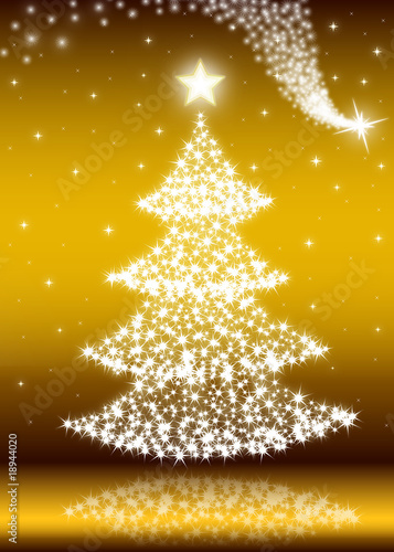 Christmas Tree in gold background