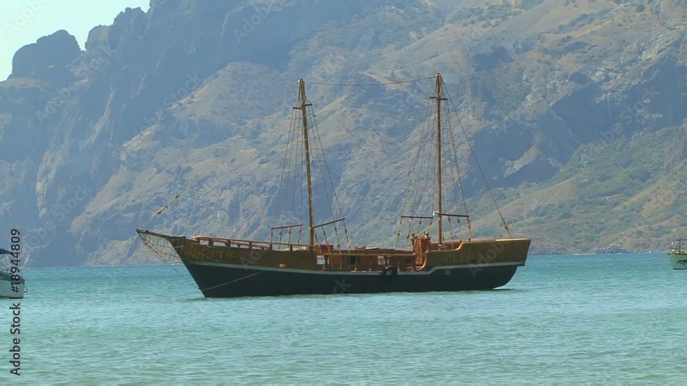 Sea bay with ship Sea bay with ship