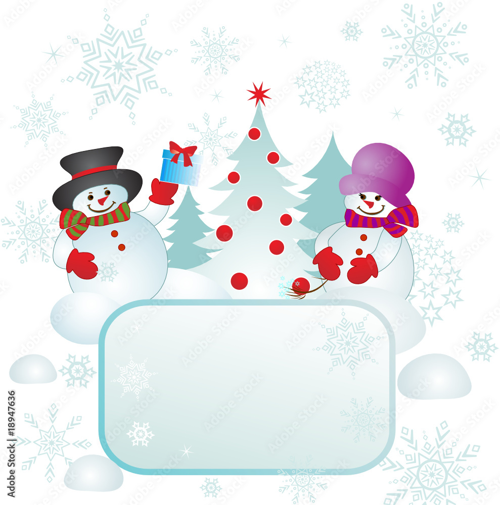 Xmas card with snowman