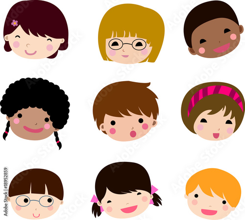 Set of cartoon children face vector