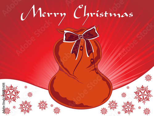 background with isolated santa claus gift bag