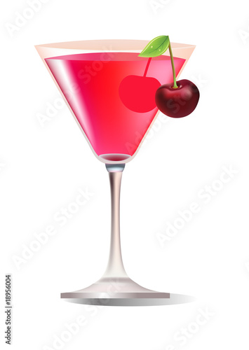 A vector glass of exotic cherry cocktail