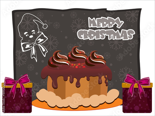 background with cake, gift