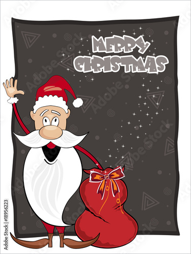 background with santa holding gift bag