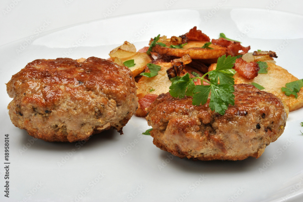 roasted potato with rissole and organic parsley