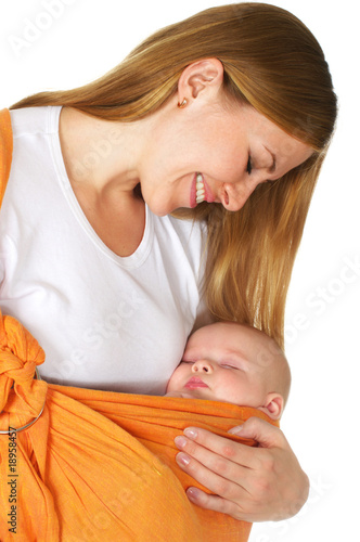 baby sleep in mother arms