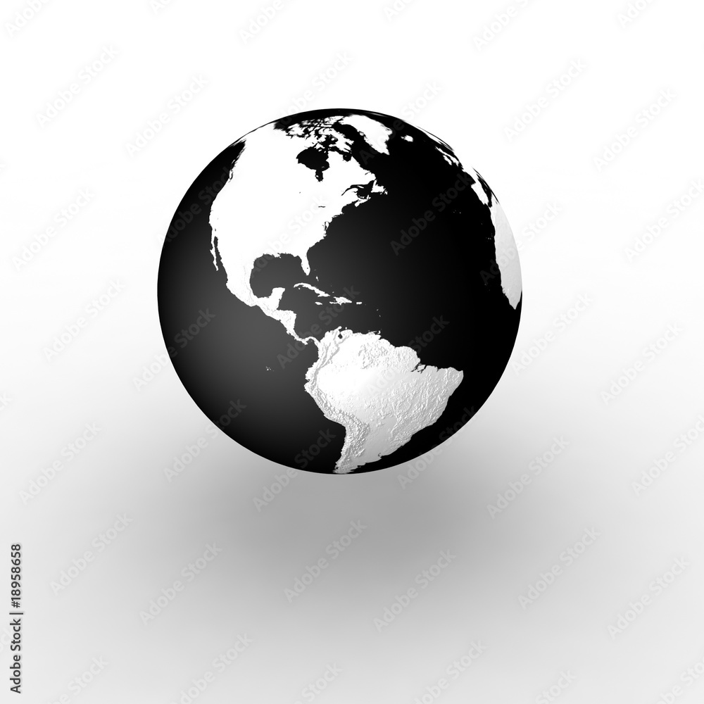 Fototapeta premium Globe on white background with shadow and reflection