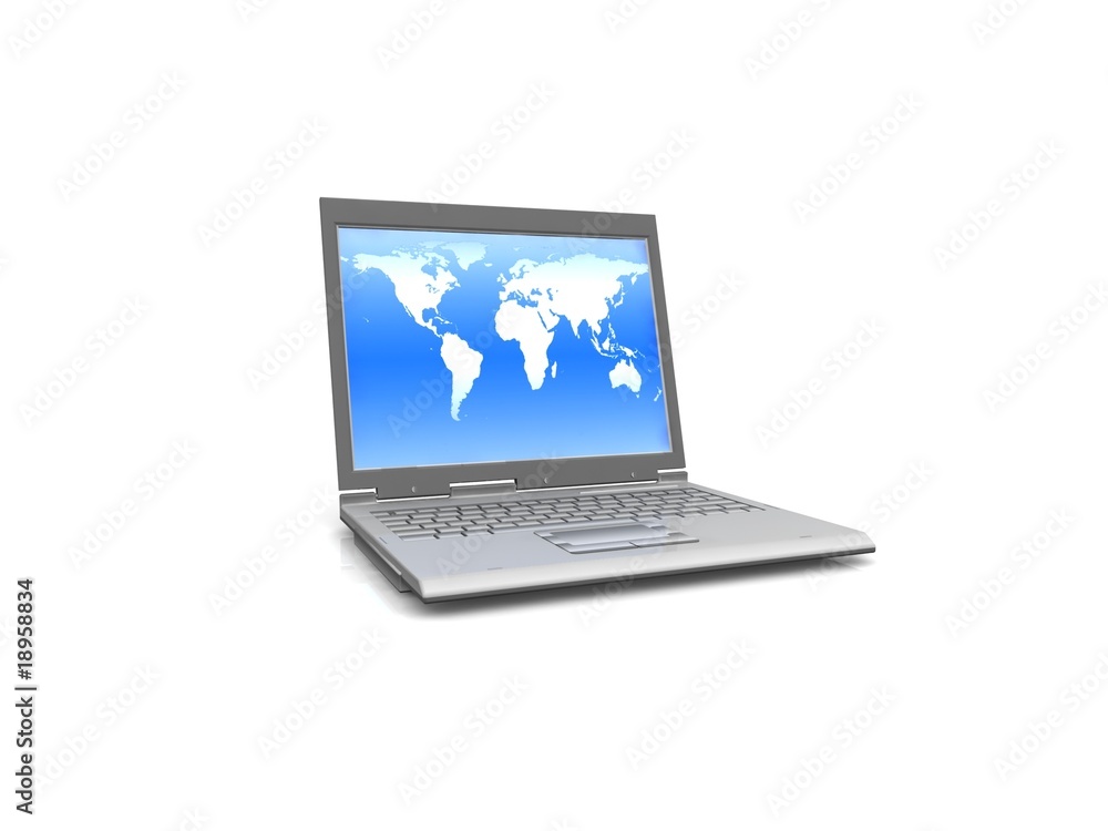 professional Laptop isolated with world map professional Laptop isolated with world map