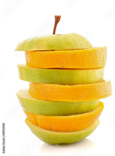 Sliced apple and orange