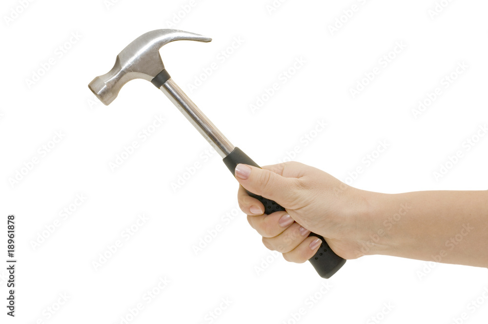 hammer in hand isolated on white background hammer in hand isolated on white background