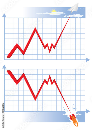 graphic growth and decline. Vector illustration.