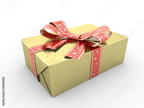 Gold gift box fancy bow