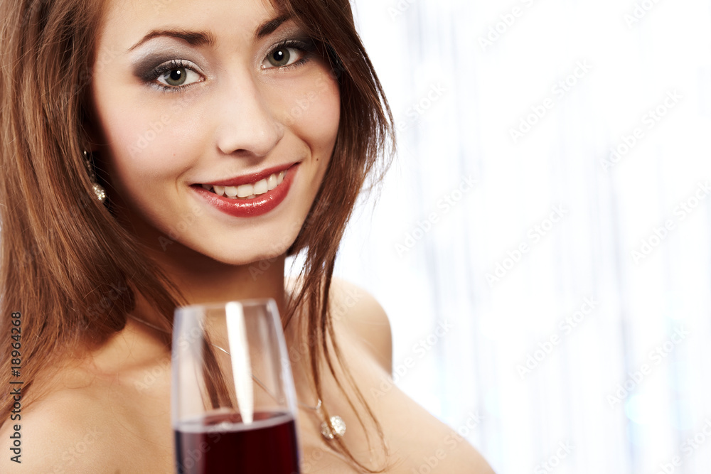 woman with red champagne. new year concept woman with red champagne. new year concept