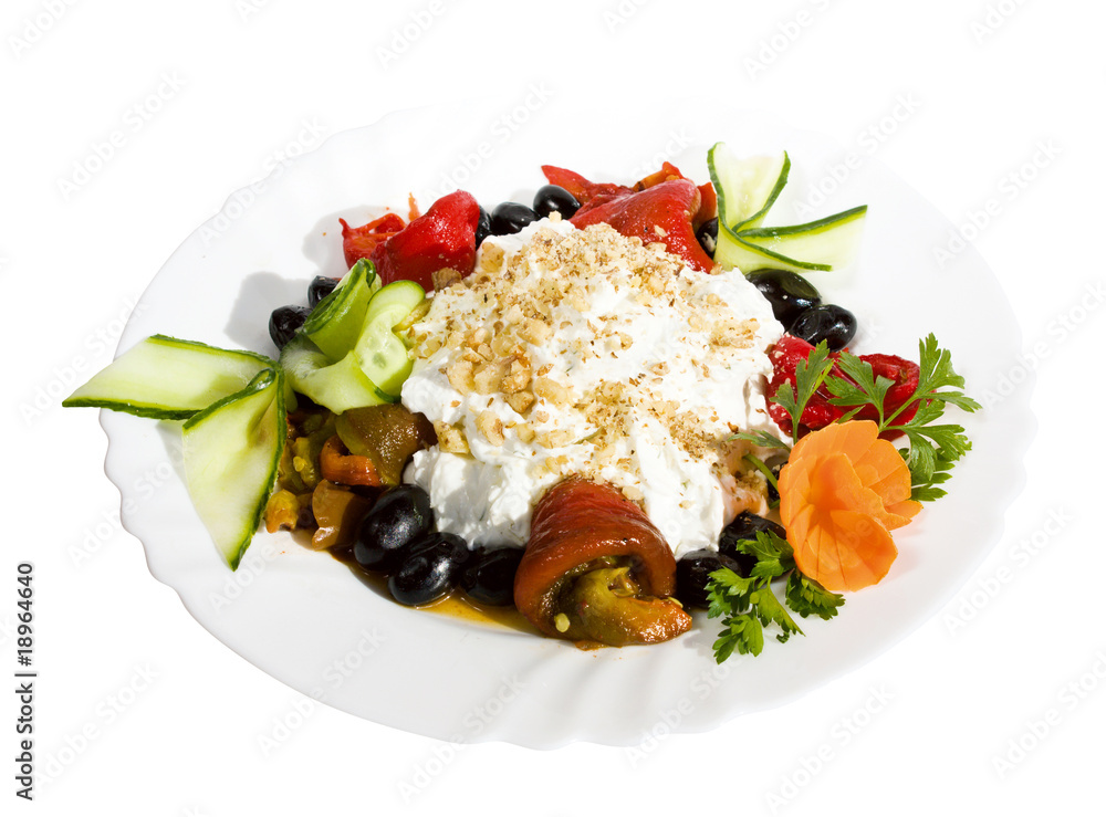 Gourmet food isolated on white