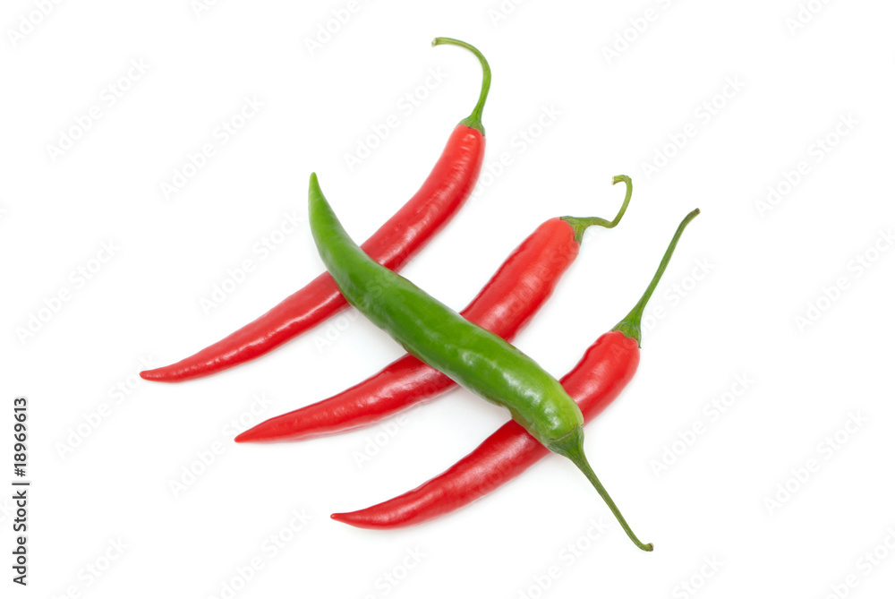 Color chili peppers diagonally