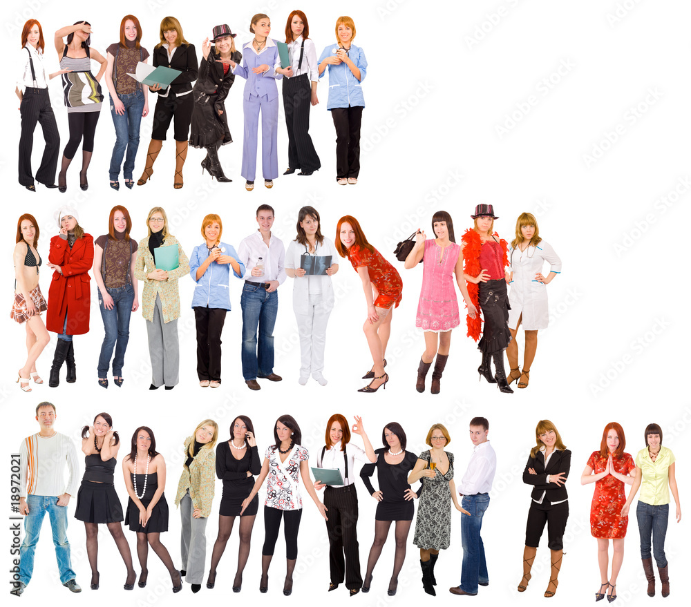 Obraz premium Group of people isolated over white