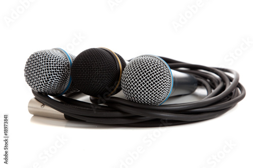 Assorted microphones on white