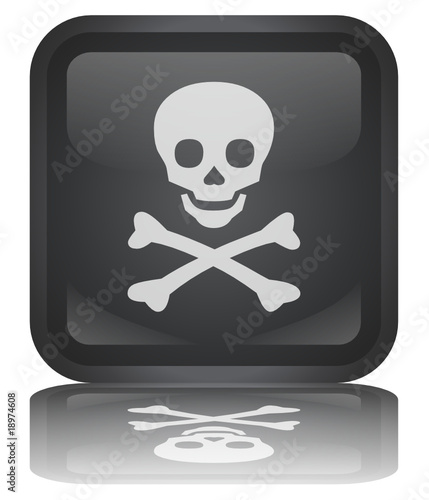 Bouton "Danger" (Risque - Toxique - Tête de Mort - Vecteur)