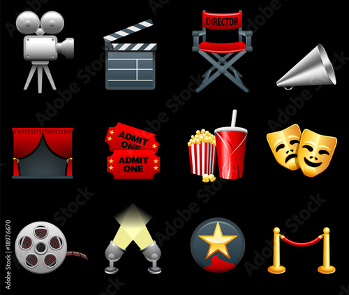 Film and movies industry icon collection