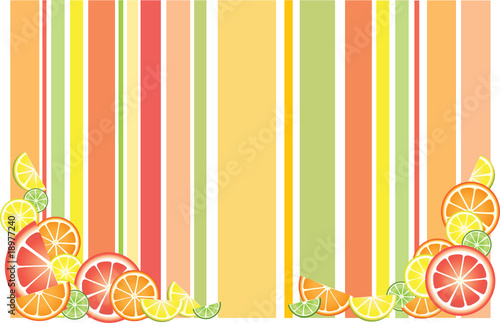 Striped background with citrus fruits