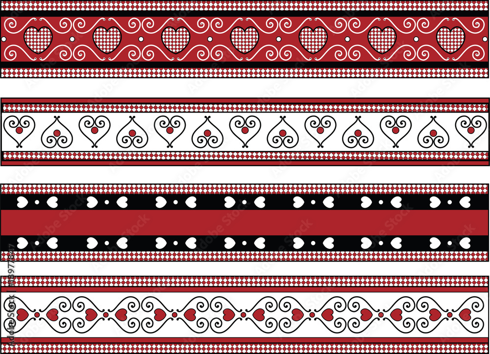Four Valentine Vector Borders With Gingham Trims Four Valentine Vector Borders With Gingham Trims