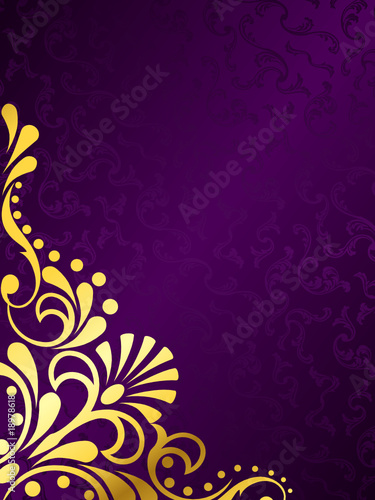 Purple background with gold filigree, vertical