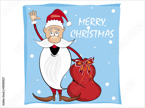 background with santa holding gift bag
