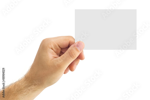 empty business card in a human hand