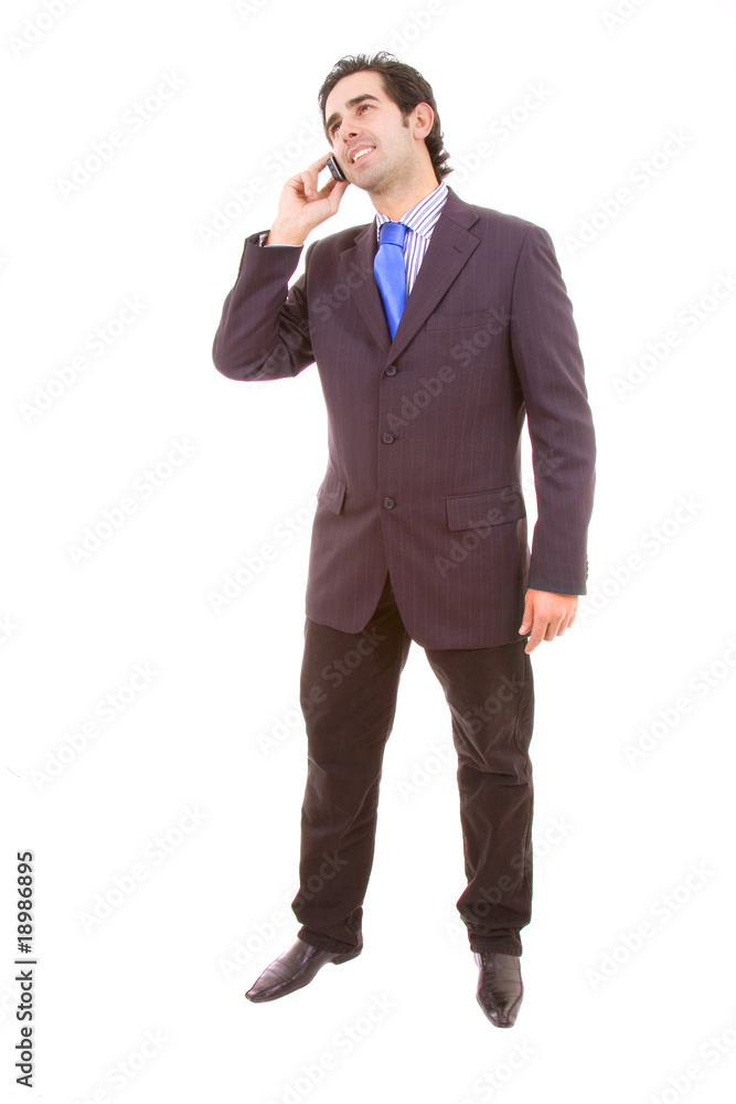 Young business man on the phone, isolated isolated on white bac Young business man on the phone, isolated isolated on white bac