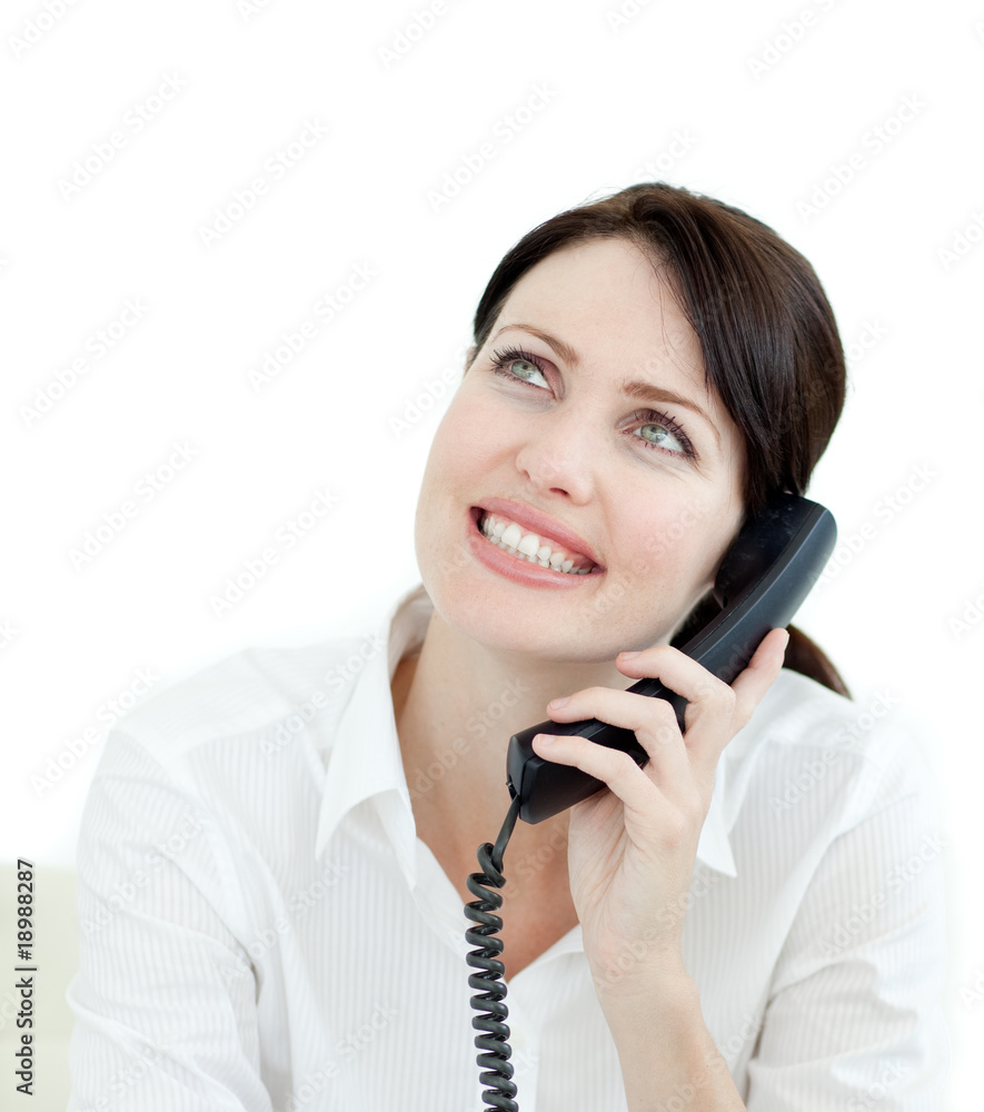Close-up of a young businesswoman on phone Close-up of a young businesswoman on phone