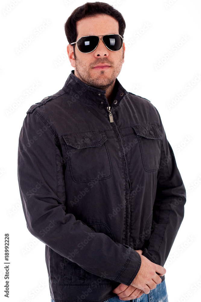 Fototapeta premium Handsome model with jacket and sunglasses