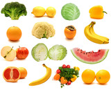 Collage from fruits and vegetables