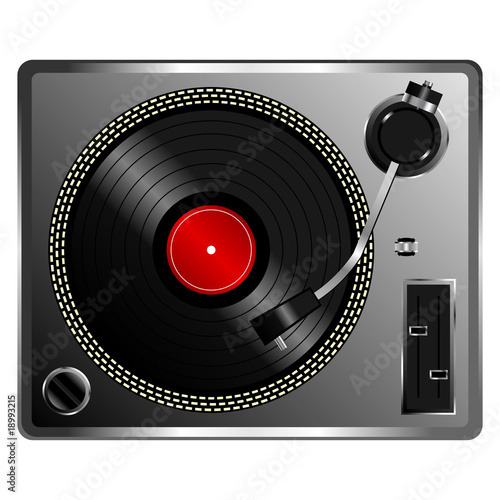 Vinyl record deck isolated over white background