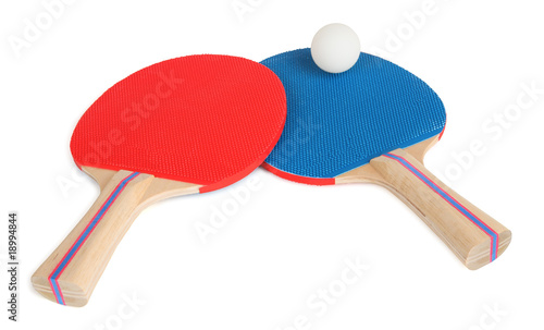 Table Tennis Rackets and Ball Close-Up