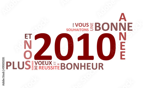 Souhait de bonne année 2010 avec des mots imbriqués