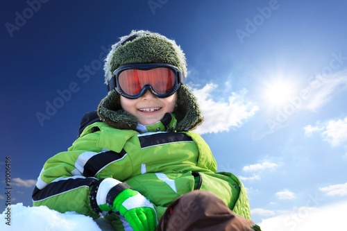 Smiling boy in wintry clothing