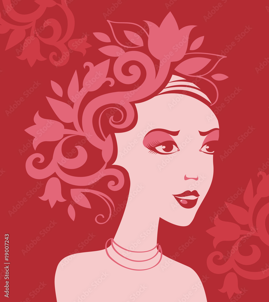 Woman silhouette in flowers