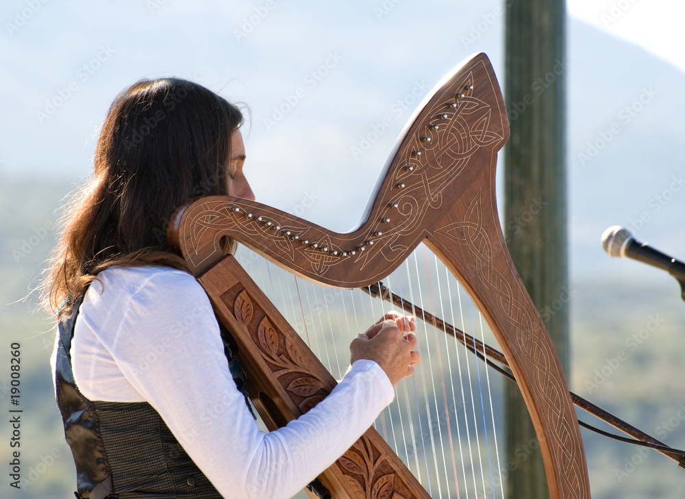 Fotografie Harp being played by a Young Lady