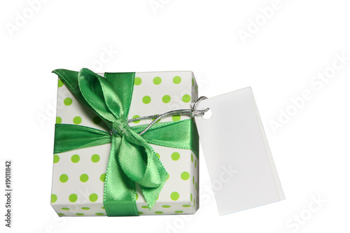 Gift box with green ribbon