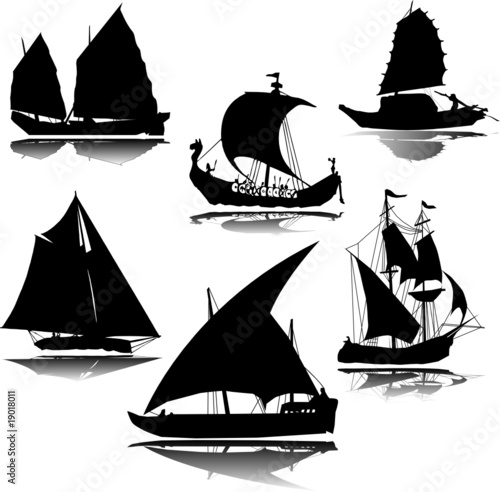Old ship vector silhouette