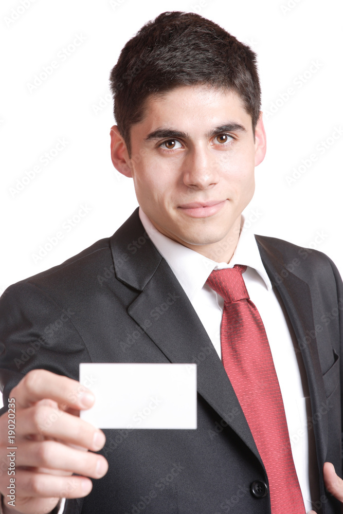 Businessman presenting card Businessman presenting card