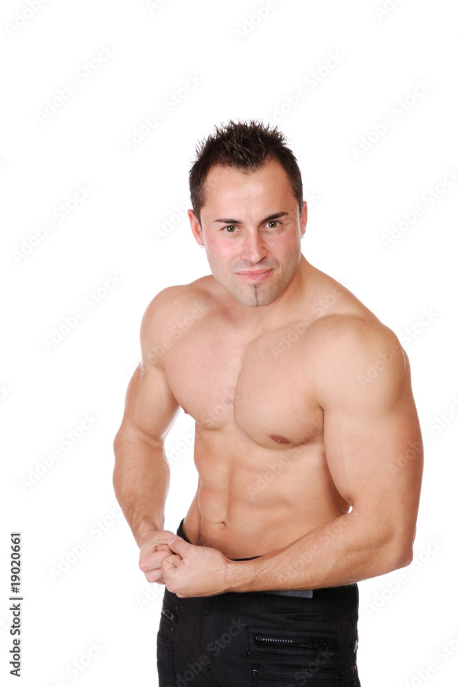 Sexy muscular man isolated on white Sexy muscular man isolated on white