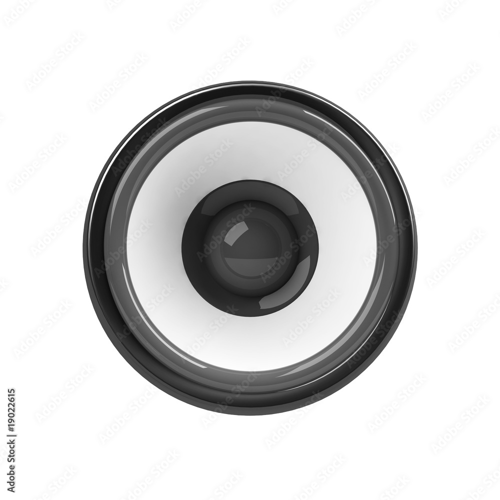 black loudspeaker isolated over white black loudspeaker isolated over white