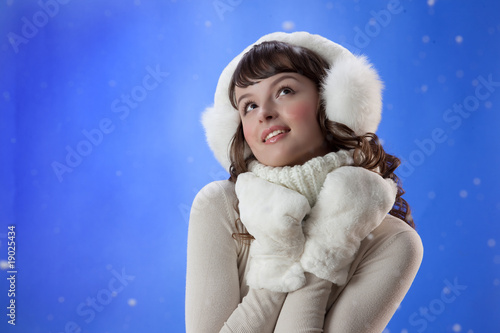 Young Woman In White Fur Hat