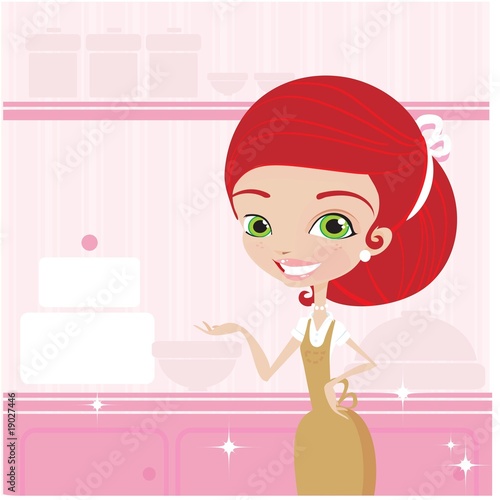 women cooks and cleans
