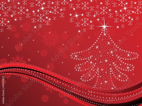 red background with xmas tree